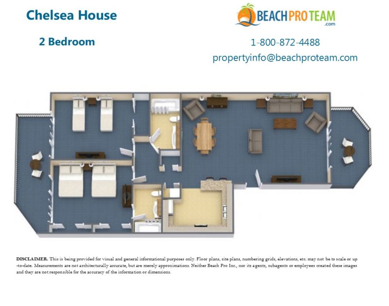 Chelsea House Floor Plan 1 - 2 Bedroom Second Row Beach